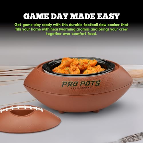 1.5-Quart Football Slow Cooker – Food Warmer for Soup, Dips &amp; More – Unique Kitchen Appliance with Durable Construction – Host Game Days or Transport to Tailgates
