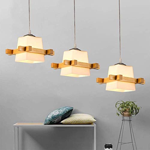 Lustre en bois massif style japonais E27 pour restaurant