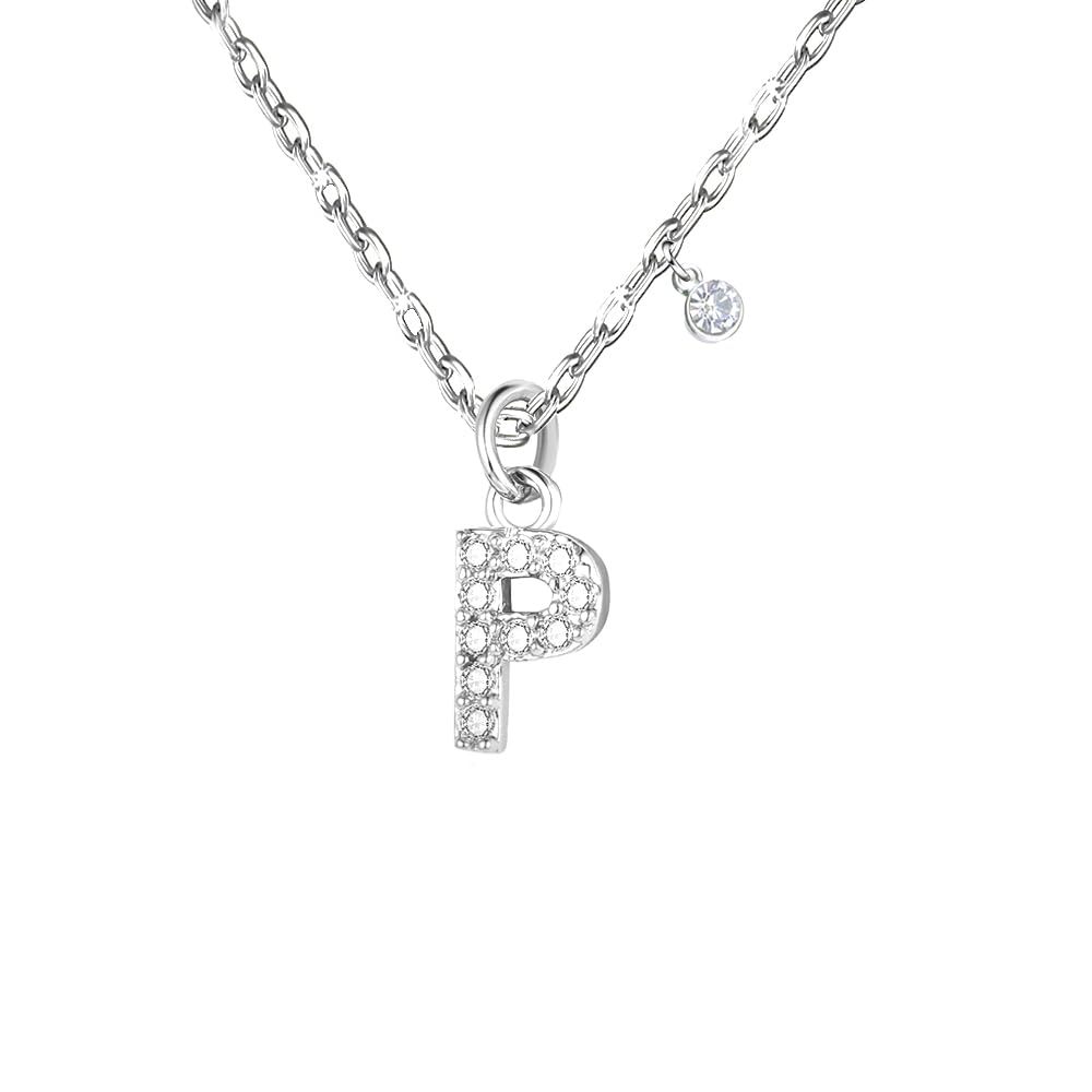 GUOYU 26 Collana Iniziale Lettera di Compleanno da Donne Ragazze, Collana con Lettera in Zirconi d'Argento Ciondolo, Personalizzazione Idee Regalo di Compleanno Celebrazione