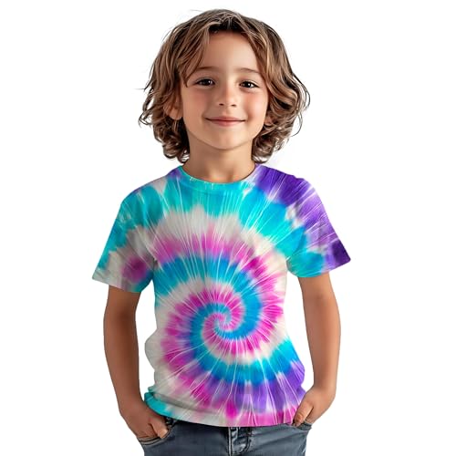 Image of Kids Tie Dye Shirt for Boys Girls Children Tie-Dye Hippes Tshirt Short Sleeve Tee Shirt for Todder
