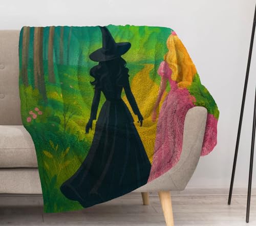 Allenjoy 57 X 50 Emerald Journey Tale Blanket Witch and Princess Throw Blankets Couch Bed Living Room Decor Soft Durable Washable