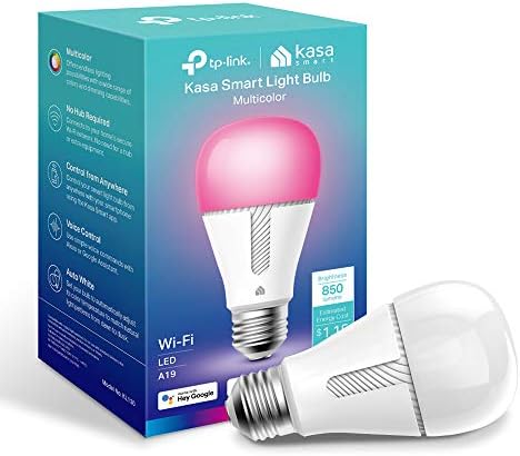 Kasa Smart Bulb, 850 Lumens, Full Color Changing Dimmable WiFi LED Light Bulb Compatible with Alexa and Google Home, A19, 9.5W,2.4Ghz only, No Hub Required 1-Pack(KL130)