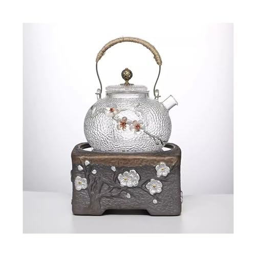 Tetera de vidrio con patrón martillado Plum Blossom miniatura 1