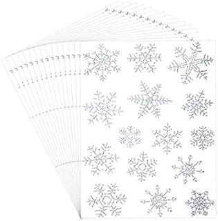 Lifreer 150Pcs Christmas Snowflakes Window Stickers Sliver Glitter Cling Static Snowflake Decals PVC Stickers for New Year and Christmas Day Decorations