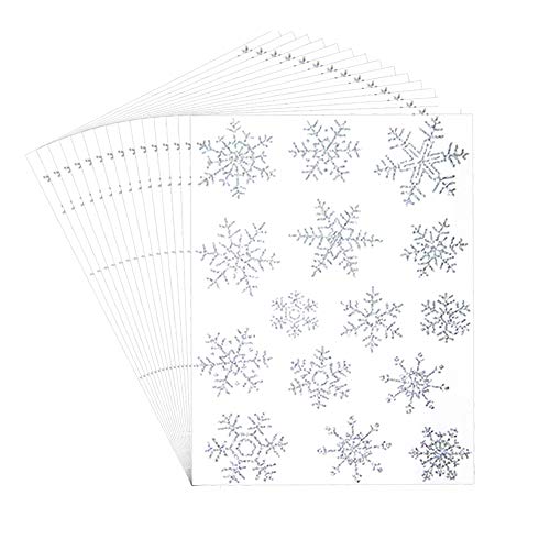 Lifreer 150Pcs Christmas Snowflakes Window Stickers Sliver Glitter Cling Static Snowflake Decals PVC Stickers for New Year and Christmas Day Decorations