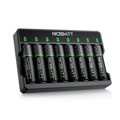 Rechargeable AA Batteries with Charger 2800mAh 8-Pack