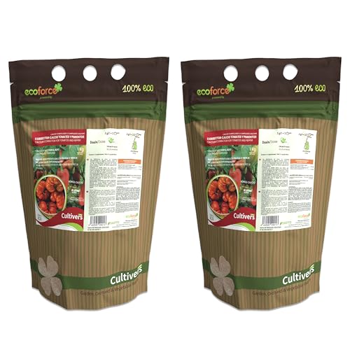 CULTIVERS Abono de calcio para tomates y pimientos 2×1 kg | Fertilizante ecoógico soluble para cultivos hortícolas | Aporte de calcio para suelo y aplicación foliar | Uso en huerto y jardín