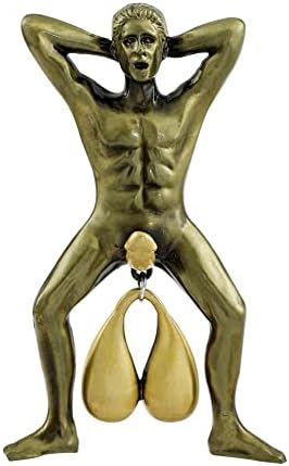 EYGRANG Door Knocker Men Satyr Creative Door Ring Hanging Doorbell Pendant, Funny Balls Door Knocking Ornaments Vintage Roman Style Home Decoration Hardware Accessories for Door Wall