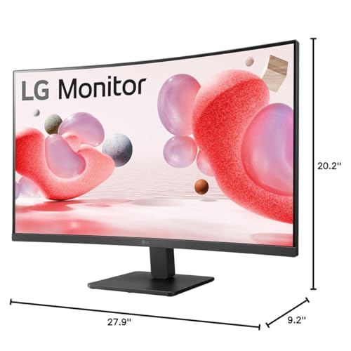 Image of LG 32 inch Curved Monitor, FHD VA Display, 100Hz, 5ms, AMD FreeSync, Dynamic Action Sync, Black Stabilizer, Reader Mode, Flicker Safe, Auto Input Switch, OnScreen Control, with 5ave HDMI4 Cable