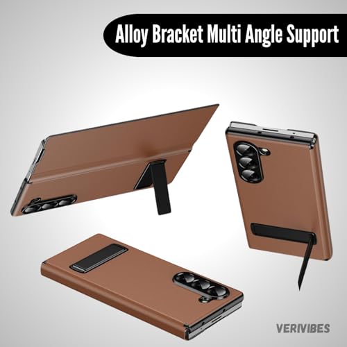 Image of Magnetic Flip Case Compatible with Samsung Galaxy Z Fold 7 (2025) | Premium Leather Finish | Multi-Angle Stand | Full Body & Hinge Protection | Slim Luxury Business Cover - Brown
