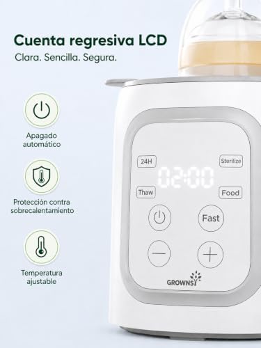 Miniatura 6 de Grownsy Calentador De Biberones 10 En 1 Para Bebé Compatible Con Todas Las Botellas, Temporizador, Control Preciso De Temperatura Y Apagado Automático Calienta Leche Y Alimentos