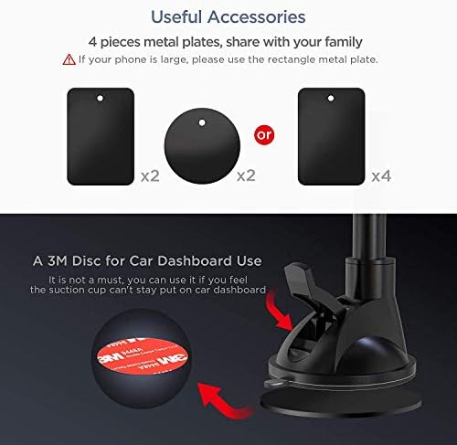 ipow Windshield Magnetic Car Dashboard Phone Holder Compatible with iPhone X / 8(plus) / 7 / Samsung Galaxy