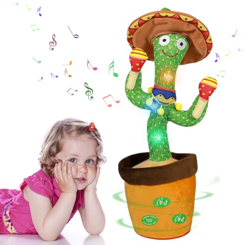 MeHoo Talking Cactus Toy, Dancing Cactus Toy Repeat What You Say, Funny Plush Interactive Figures for Kids, Singing Lighting Voice Recording Plush Learning Toys with Volume Control 120 Songs