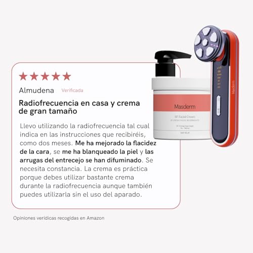 Efecto lifting en cuello y cara usando el aparato radiofrecuencia facial MASDERM con crema 6