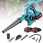 21V Brushless Cordless Leaf Blower, 2-in-1 Blower & Vacuum Function, 6 Speed Garden Blower with 15000 RPM Motor, 1000W Power for Leaves, Dust & Snow, Lightweight & Ergonomic Design