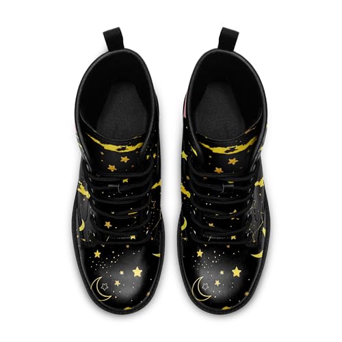 Women's Fashion Combat Boots Men's Starry Sky Ankle Boots Trendy Lace-up Water-proof Sun Moon Star Stylish Booties4