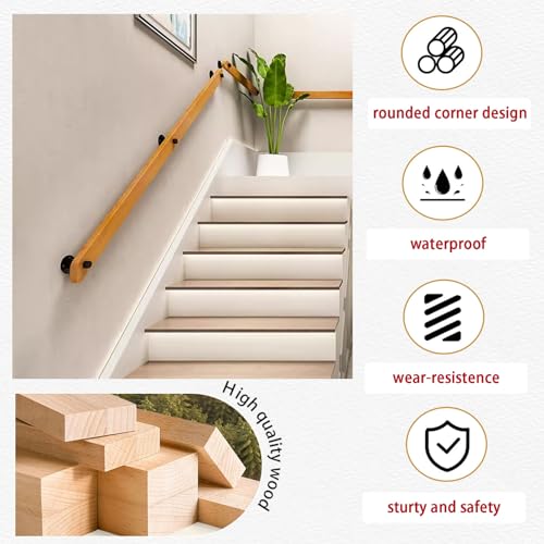 Barre d'appui escalier bois intérieur moderne balustrade murale de 2m pour loft - 7
