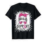 Support Squad Messy Bun Pink Warrior Breast Cancer Awareness T-Shirt