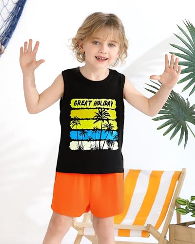 Image of NZRVAWS Toddler Baby Boy Summer Clothes 2Pcs Shorts Set Sleeveless Tank Tops Hawaiian T-Shirt Cute Boys Clothing Set