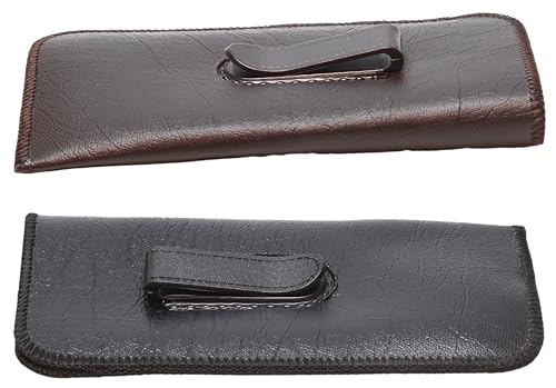 Image of Calabria S-41 Soft Slim Slip In Eyeglass Case w /Pocket Belt Clip PU Leather Mens Womens Glasses Holder Pouch Sleeve Storage