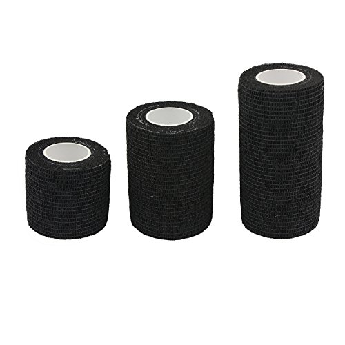 Comomed garza elastica bendaggio adesivo rotolo di nastro flessibile in tessuto non tessuto bendaggio coesivo Athletic Alleray testato nero 2.5 cm 5 cm 7.5 cm 10 cm, 3 rotoli, 6 rotoli – , Bambino, 3