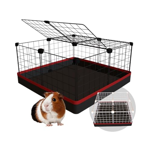 Cercado Gaiola Porquinho da Índia 60x60cm com Bandeja Higiênica Tapete Impermeável Fácil de Limpar C