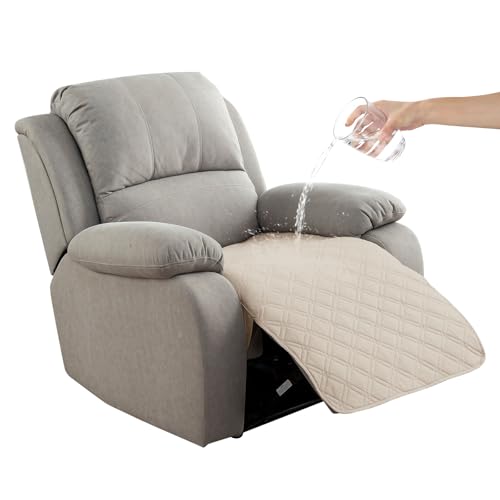 Image of Genina Waterproof Recliner Chair Covers, Recliner Cover for Dog Pets Friendly, Washable Antislip Reclining Chair Cover Furniture Protector, Sofa Slipcover for Living Room(23.6inch /Beige)