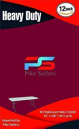(12 Pack) Heavy Duty Plastic Tablecloth 54"x 108". (Reusable) Premium Quality Product. Color (Burgundy). Available in 5 Different Colors
