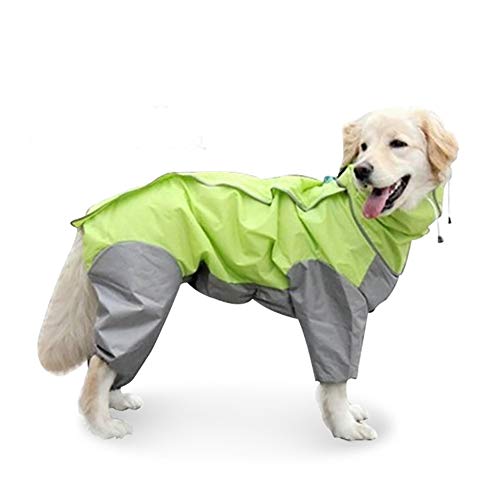 VIZPET Hunde Regenmantel Wasserfest – Grün Mit Reflektorstreifen, Größe M