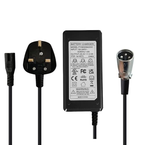 aunstarwei Mobility Lithium Battery Charger, 29.4V 24V 2A Quality Mobility Wheelchair Lithium Battery Charger, Power Adapters XLR Connector