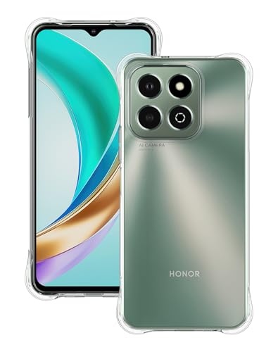 Foluu Crystal Clear Case for Honor X6b - Slim Fit Scratch Resistant TPU Silicone Reinforced Corners Protective Cover for Honor X6b 2024