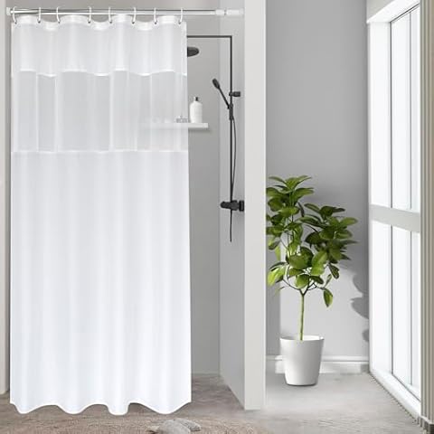 UFRIDAY Sheer Shower Curtain with Window Cover