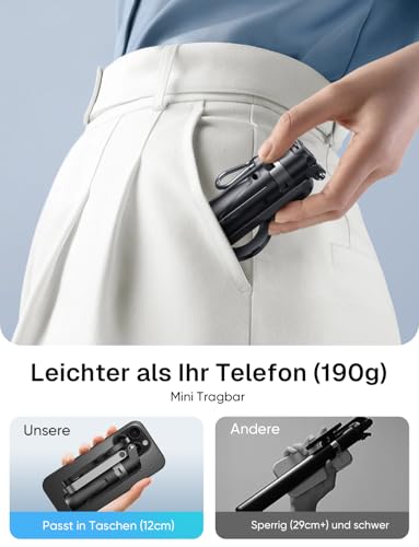 MAGIC JOHN für MagSafe Selfie Stick, Selfiestick Klein mit Fülllicht, Bluetooth Handy Stativ mit Abnehmbarer Fernbedienung Kompatibel für iPhone, Samsung und Smartphones