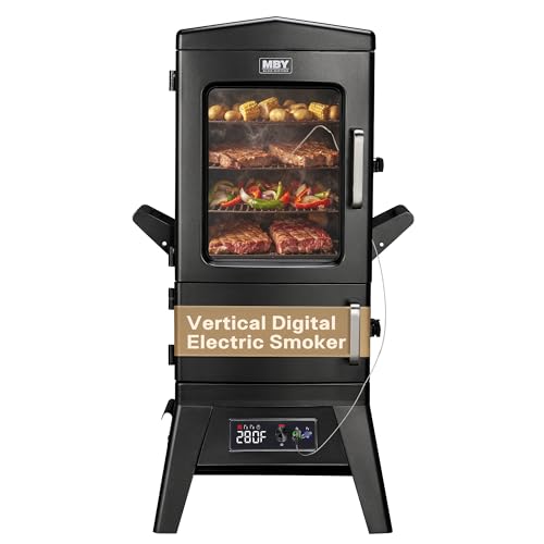 Vertical Electric Smoker with Cover & Meat Probe, BBQ Smokers with 4 Cooking Grates, 633 Sq.in...