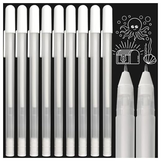 Sunshine Smile 10 Bolígrafos Gel Blanco Punta Fina 0.8mm, Rotulador Blanco - Tinta de para Dibujo Artístico y Escritura - Perfecto para Papel Negro, Cristal y Manualidades Creativas