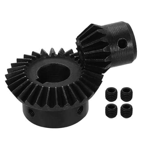 Image of uxcell 2Pcs Tapered Bevel Gears Set, 1.5 Mod 1:2 (15T /30T) Harden Steel Straight Bevel Gear, 90 Degree Steering Motor Gears, (5 /15mm Shaft Hole with Keyway)