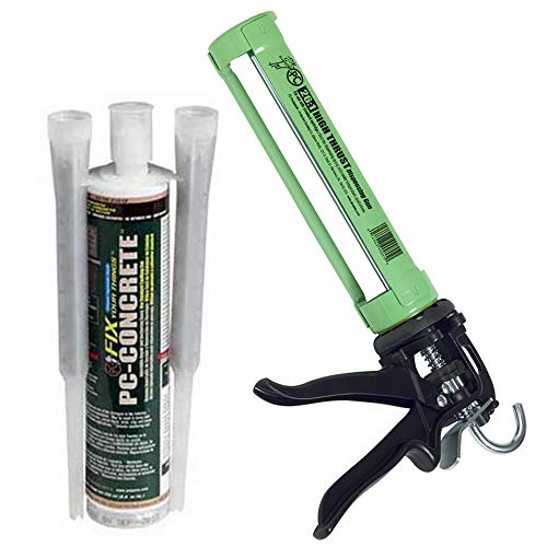 PC Products PC-Concrete Epoxy Adhesive Paste for Anchoring and Crack Repair, 8.6 oz Cartridge with 250ml Steel Dispensing Gun, 25020