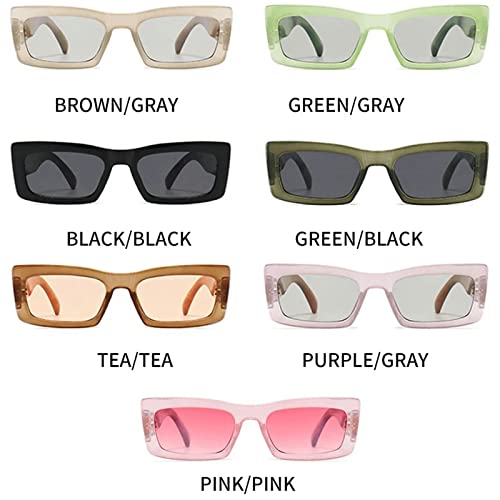COTIA Fashion Colorful Rectangle Women Sunglasses Retro Design Square Narrow Shades UV400 Men Vintage Pink Green Sun Glasses3