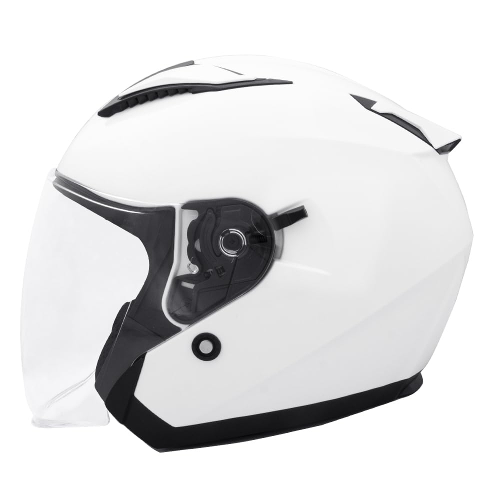 Zorax Bianco XXL (62-63cm) ZOR-608 Casco Jet Doppio Visiera Donna e Uomo Omologato ECE 2206