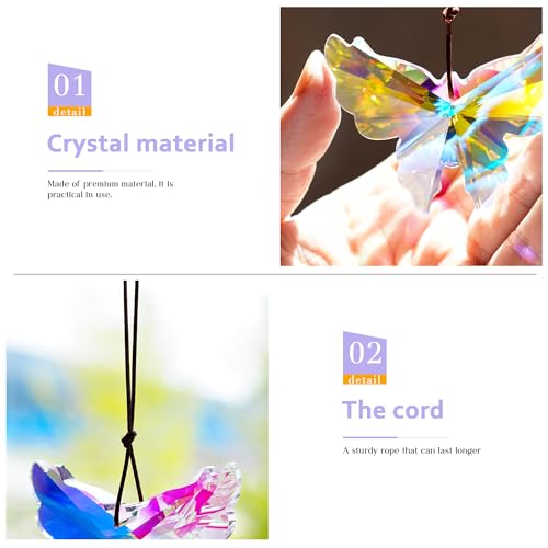 76mm Crystal Hanging Butterfly Prism Suncatcher,Rainbow Glass Butterfly Sun Catcher,AB Prism Hanging Crystals for Window Garden Home Christmas Decor