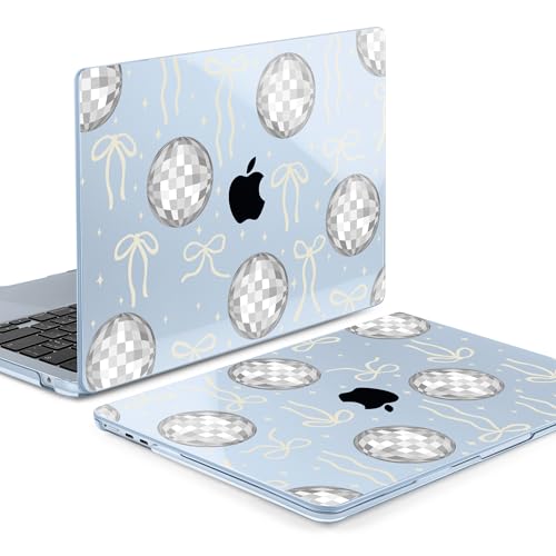 Image of MEEgoodo for M5 /M4 /M3 /M2 MacBook Air 15 inch Case 2026 2025 2024 2023, Case Fit Model (A3448 /A3241 /A3114 /A2941) for MacBook Air 15.3 inch, Silver Disco Balls & Bows