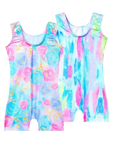 Image of 2 Pack Leotard for Girls Gymnastics Sparkly Sleeveless Unitards