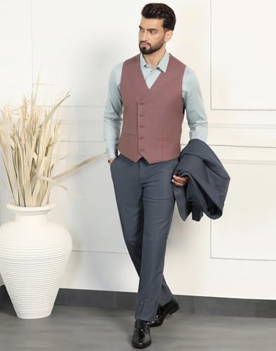 Image of Blackberrys Men Poly-Blend Textured Slim Fit Blue Suit