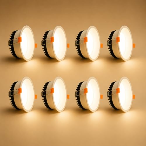 Image of 12W Deep Down LED Round Panel Light | Bright Modern Surface Ceiling Light for False Ceiling & POP Roof | Energy-Efficient Light | Cool White, White Aluminium Body | Pack of 8