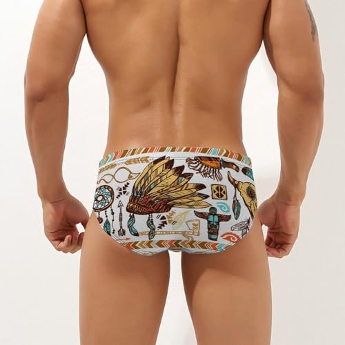 Native Americans Mens Swim Briefs Quick Dry Swimming Trunks Training Swimsuit Low Rise Swimwear2
