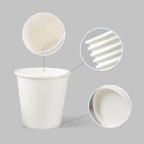 Miniatura 2 de PakTalk Paquete de 400 vasos de papel de 3 onzas líquidas, tazas de café expreso blanco, vasos desechables para lavamanos, tazas de papel pequeñas
