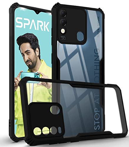 Image of Jkobi Back Cover Case for Tecno Spark 8 (Shockproof with Polycarbonate Clear Panel | Professional Black)