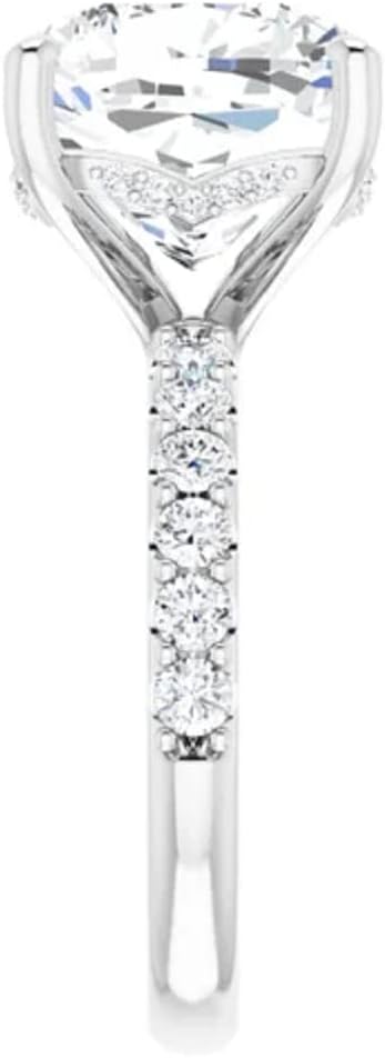 JEWELERYIUM 6 CT Cushion Cut Colorless Moissanite Engagement Ring, Wedding/Bridal Ring Set, Solitaire Halo Style, Solid Sterling Silver Vintage Antique Anniversary Promise Ring Gift for Her