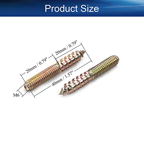 Image of 10Pcs Carbon Steel Double Headed Hanger Bolts 1.57 inch Length Self-Tapping Screw for Furniture Installation M6x40 Bronze