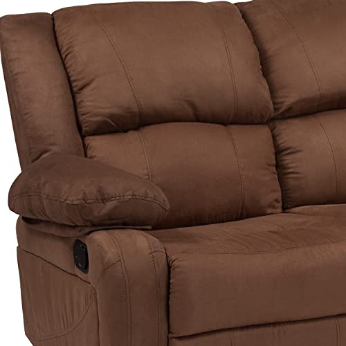 Flash Furniture Harmony Series Chocolate Brown Microfiber Loveseat With Two Built-In Recliners #TOP4